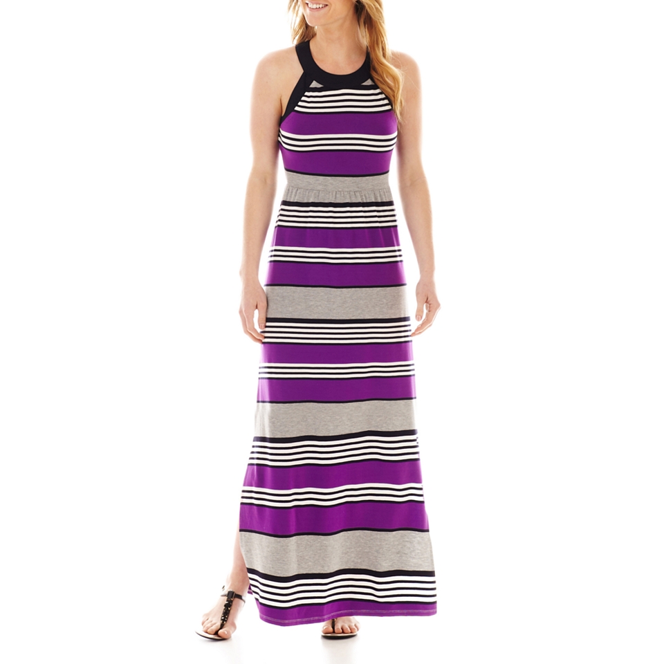 A.N.A Striped Halter Maxi Dress   Tall, Purple