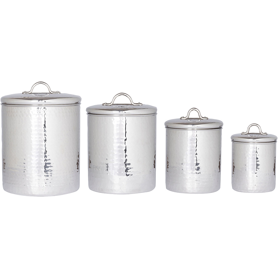 Old Dutch International 4 pc. Hammered Stainless Steel Canister Set