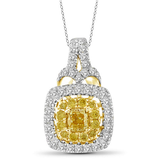 Womens 3/4 CT. T.W. Genuine Yellow Diamond 14K Gold Pendant Necklace