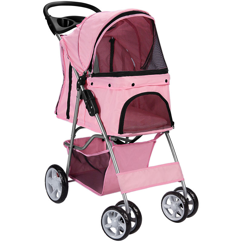 Paws & Pals Folding Pet Stroller, Pink