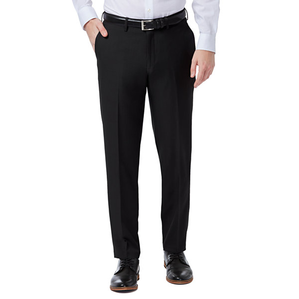 NEW Men's Haggar Premium Comfort Dress Pants Classic Fit Flat Front Stone
