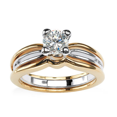 Womens 7/8 CT. T.W. White Cubic Zirconia 18K Gold Over Brass Engagement