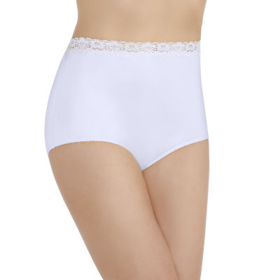 Womens Nylon Underwear Lace Trim Shining Briefs Panties 5 Pack 
