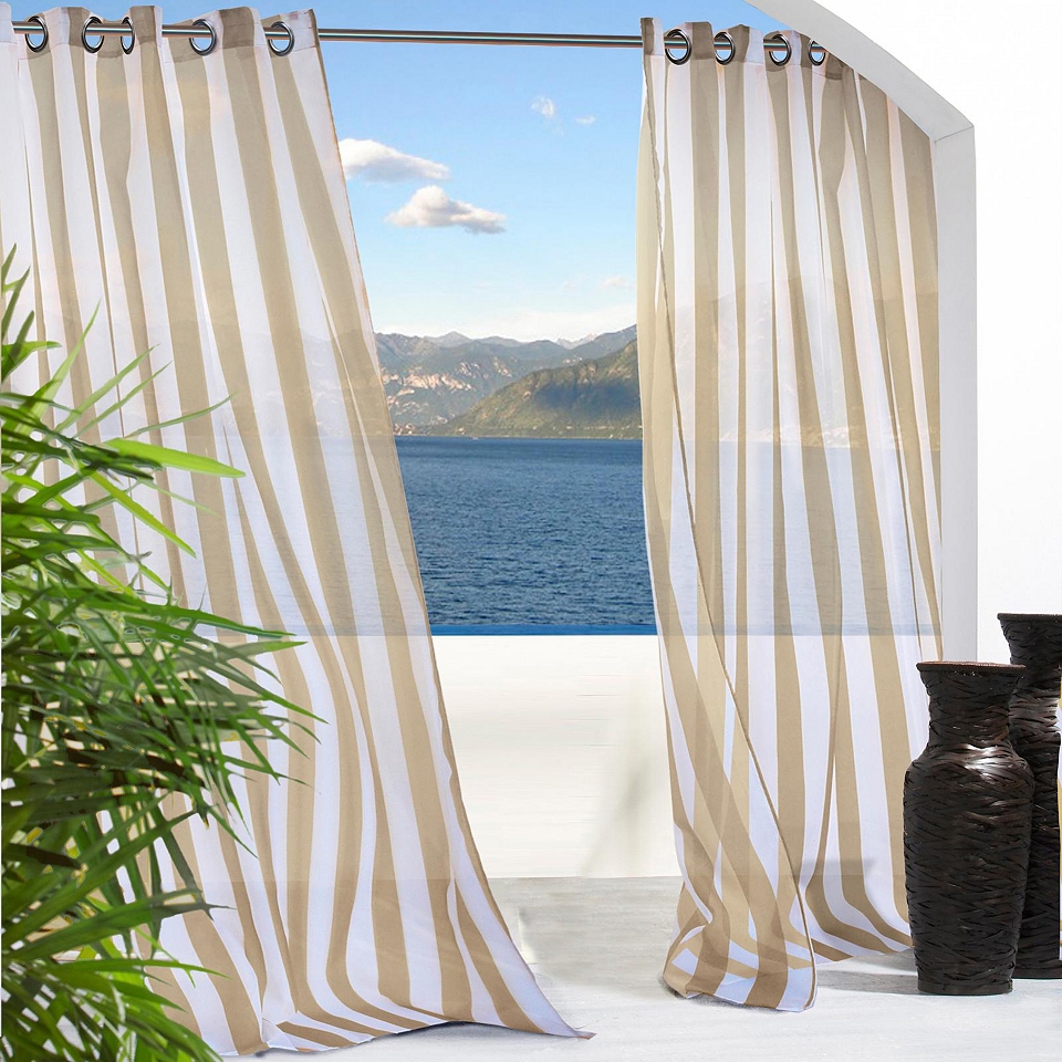 Escape Stripe Grommet Top Outdoor Curtain Panel
