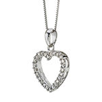 Womens 1/4 CT. T.W. Genuine White Diamond 14K Gold Heart Pendant Necklace