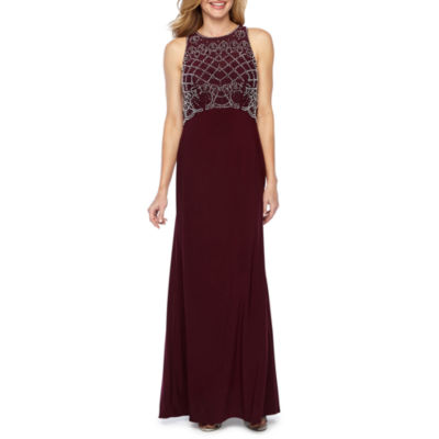 jackie jon sleeveless beaded bodice formal gown