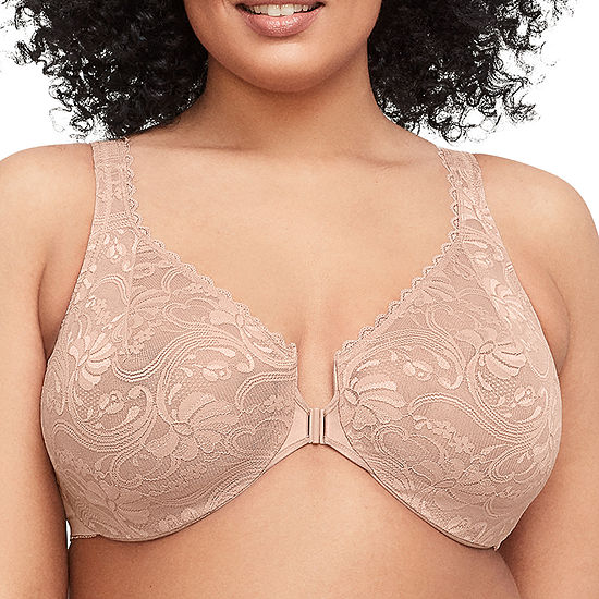 Glamorise Wonderwire® Front Closing Stretch Lace Underwire Unlined Full Coverage Bra-9245