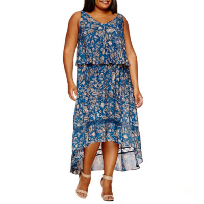 Boutique + Sleeveless Hi Low Woven Maxi Dress-Plus - JCPenney