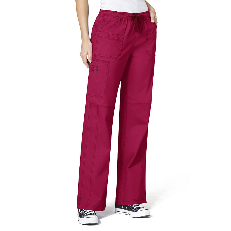 Wonder Wink Wonderwink Wonderflex 5108 Faith Multi-Pocket Cargo Pant - Petite, Womens, Size X-Large Short, Red