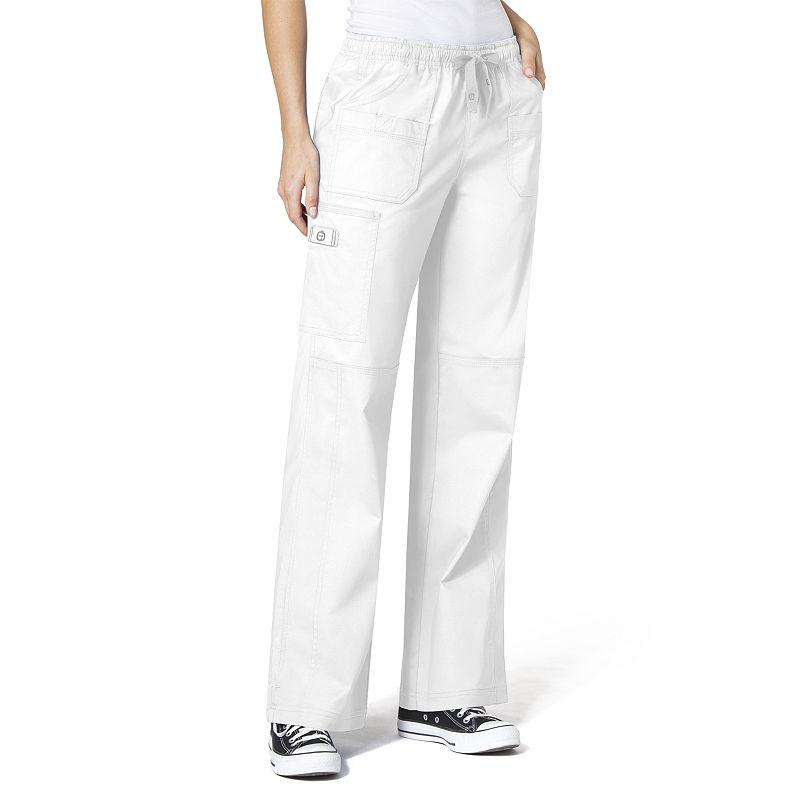 Wonder Wink Wonderwink Wonderflex 5108 Faith Multi-Pocket Cargo Pant - Petite, Womens, Size Large Short, White