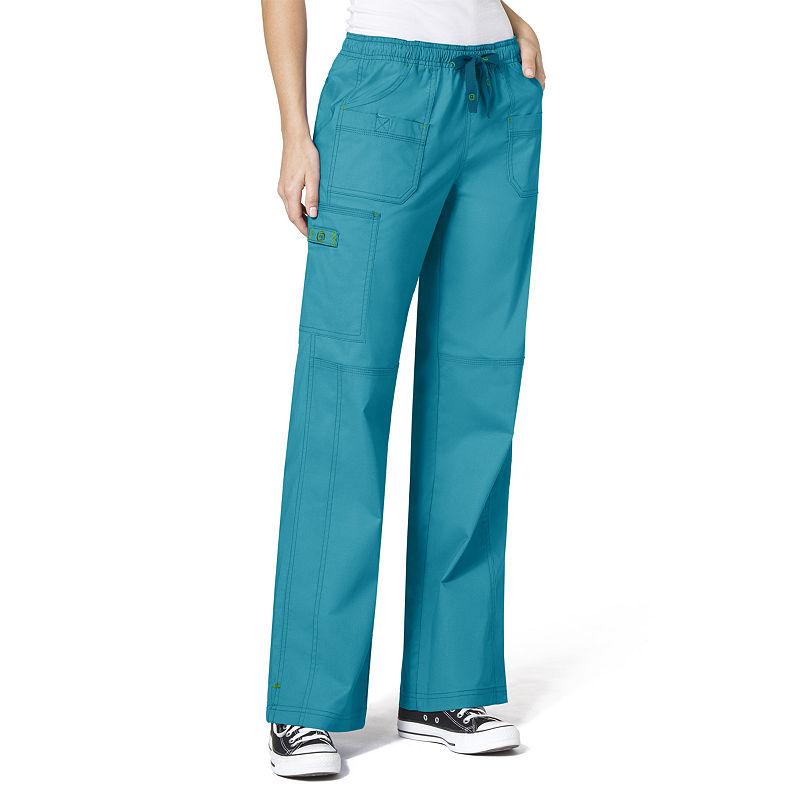 Wonder Wink Wonderwink Wonderflex 5108 Faith Multi-Pocket Cargo Pant - Petite, Womens, Size Large Short, Blue