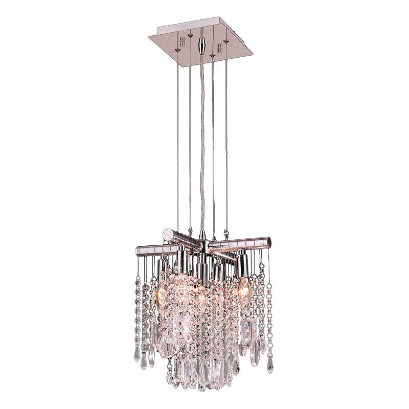 Nadia Collection 5 Light Chrome Finish And Crystalmini Pendant, Silver