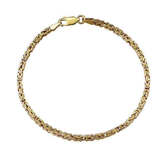 Made in Italy 10K Gold 8 1/2 Inch Hollow Byzantine Chain Bracelet