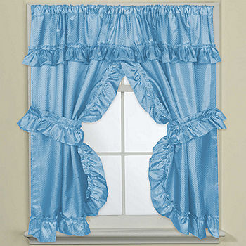 Bathroom Window Curtain Set W Tie Backs, Bathroom Window Valance Curtains