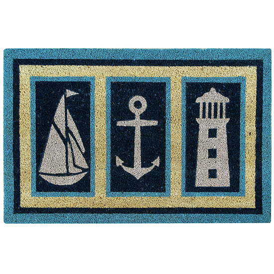 Better Trends Nautical Coir Printed Rectangular Outdoor Doormat