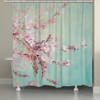 Laural Home Cherry Blossoms Shower Curtain Color Pink Blue