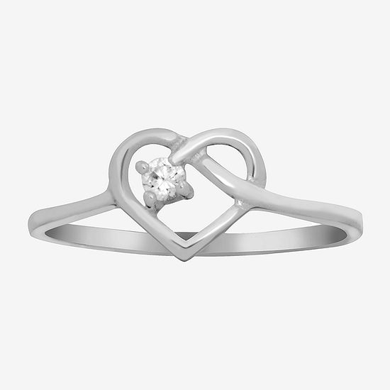 Itsy Bitsy Cubic Zirconia Sterling Silver Heart Band