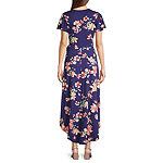by&by Juniors Short Sleeve Floral High-Low Fit + Flare Dress