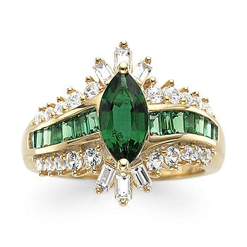 Lab-Created Emerald & Lab-Created White Sapphire 14K Gold Over 
