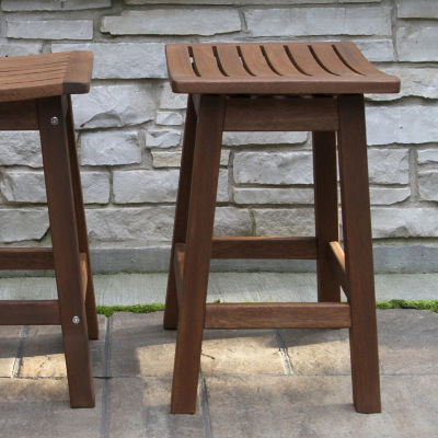 Outdoor Interiors Counter Height Eucalyptus 2 Pc Patio Bar Stool