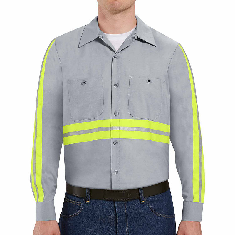 Red Kap Long-Sleeve Enhanced Visibility Work Shirt - Big & Tall, Mens, Size Large Tall, Gray