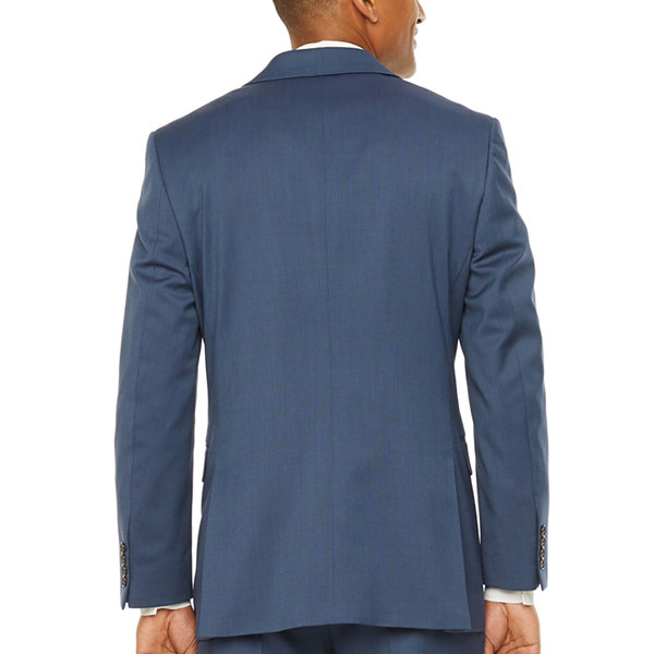 Stafford Super Mens Blue Birdseye Big & Tall Suit Jacket