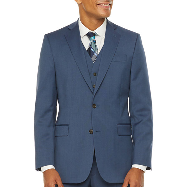 Stafford Super Mens Blue Birdseye Big & Tall Suit Jacket