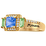 Artcarved Personalized Womens Multi Color Stone 10K Gold Over Silver Square Cocktail Ring
