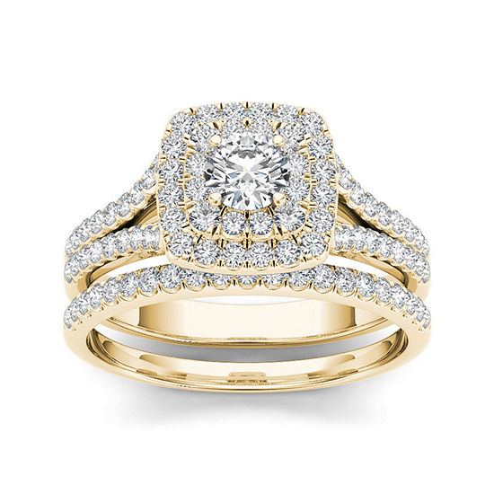 1 CT. T.W. Diamond 10K Yellow Gold Bridal Ring Set, Color: Yellow Gold ...