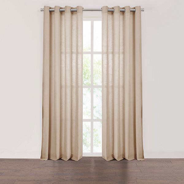 Fieldcrest Arden Solid Cotton Sheer Grommet Top Single Curtain Panel