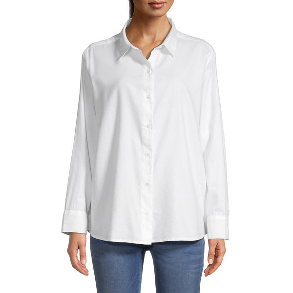 a.n.a Womens Long Sleeve Oversized Button-Down Shirt