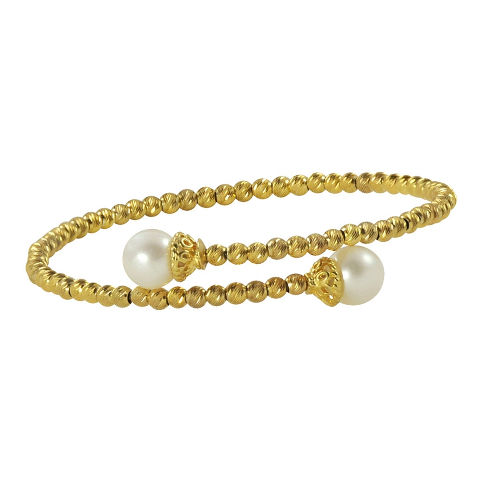 Cultured Freshwater Pearl & Sparkle Bead Coil Bracelet, Womens