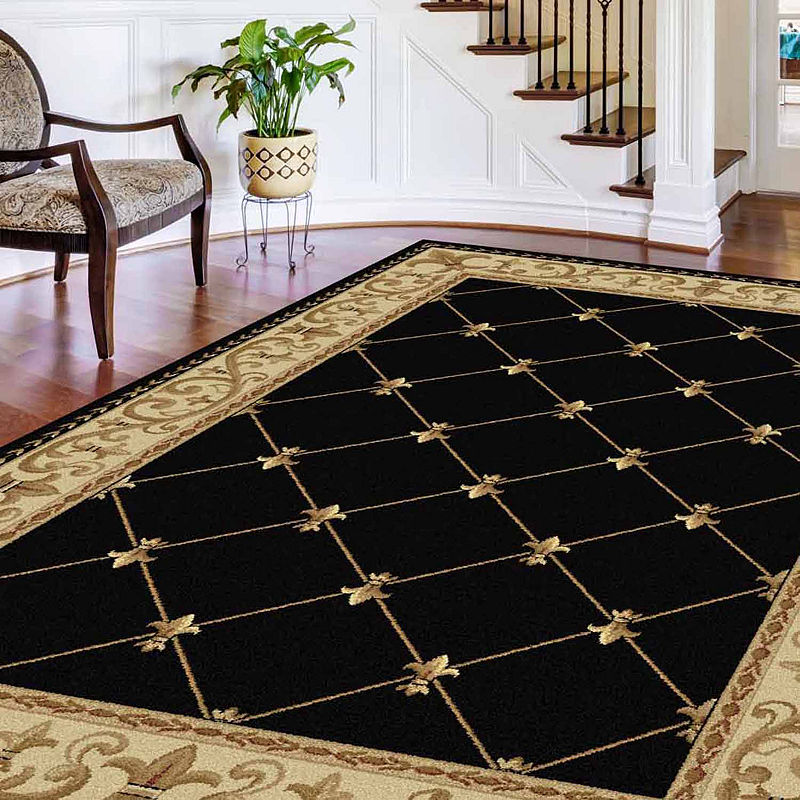 Tayse Area Rugs: Sensation 4883 Black Swirls Lines Traditional Oriental Carpet 9’ x 12’ 