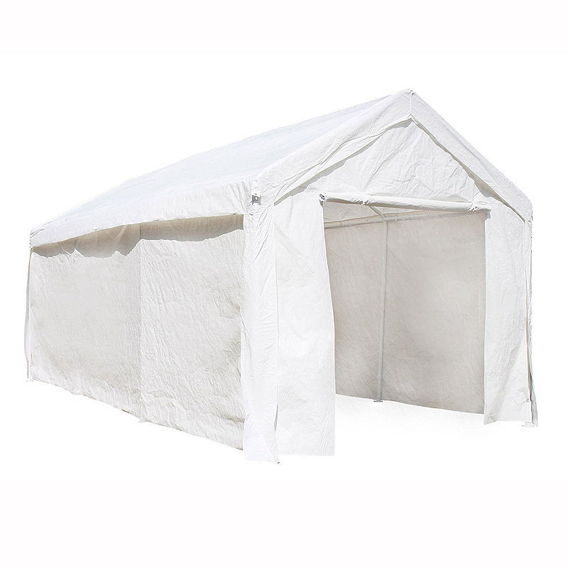 Aleko Outdoor Gazebo Carport Canopy Tent With Sidewalls, White