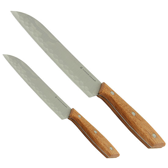 Gibson Home Seward 2 piece Stainless Steel Santoku Cutlery Set with Wooden Handle