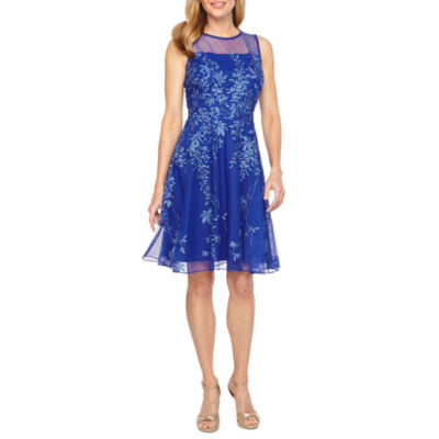 J Taylor Sleeveless Embroidered Fit & Flare Dress - JCPenney