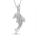 Dolphin Womens Diamond Accent Genuine White Diamond Sterling Silver Pendant Necklace