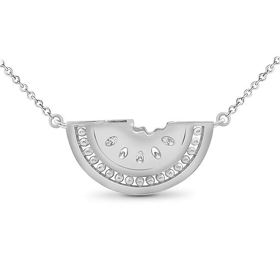 Watermelon Womens Diamond Accent Genuine White Diamond Sterling Silver Pendant Necklace