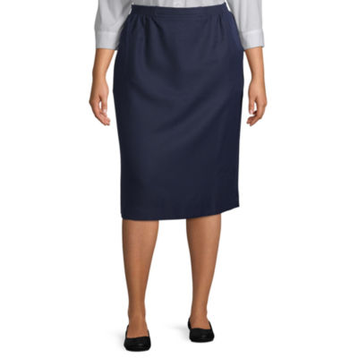 Midi Length Flat Front Women’s Skirt w/Pockets Alfred Dunner Skirt 
