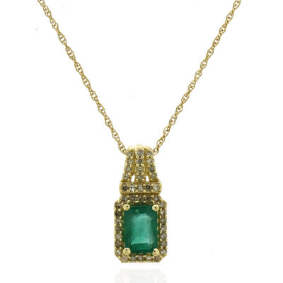 Womens Genuine Green Emerald 10K Gold Pendant Necklace - JCPenney