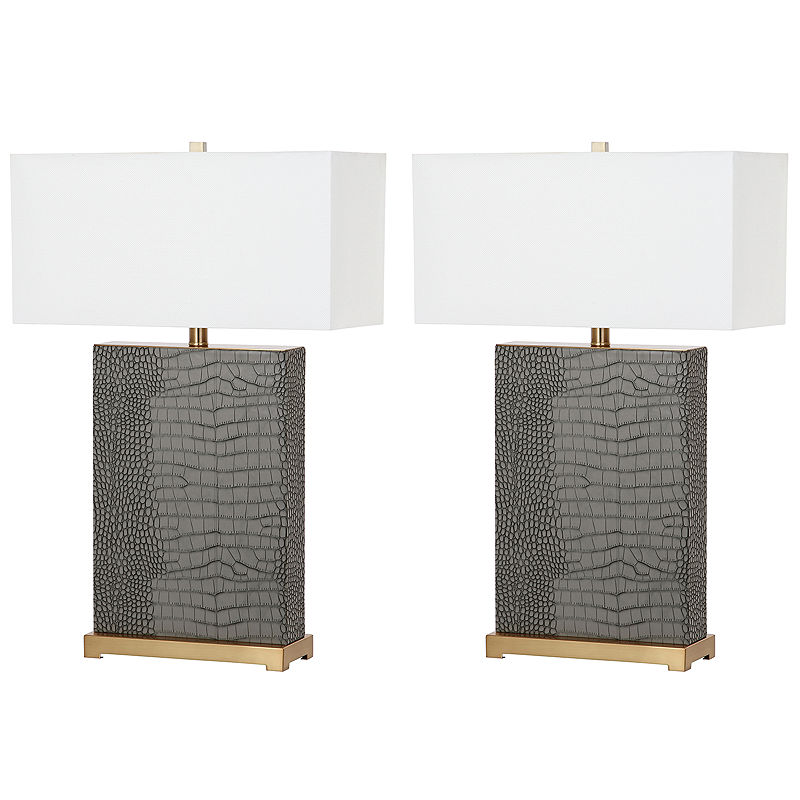 Safavieh Joyce Faux Alligator Table Lamp, Gray