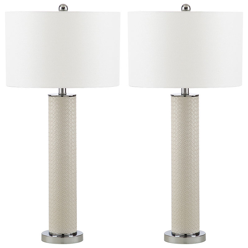 Safavieh Ollie Faux Woven Leather Table Lamp, Beige