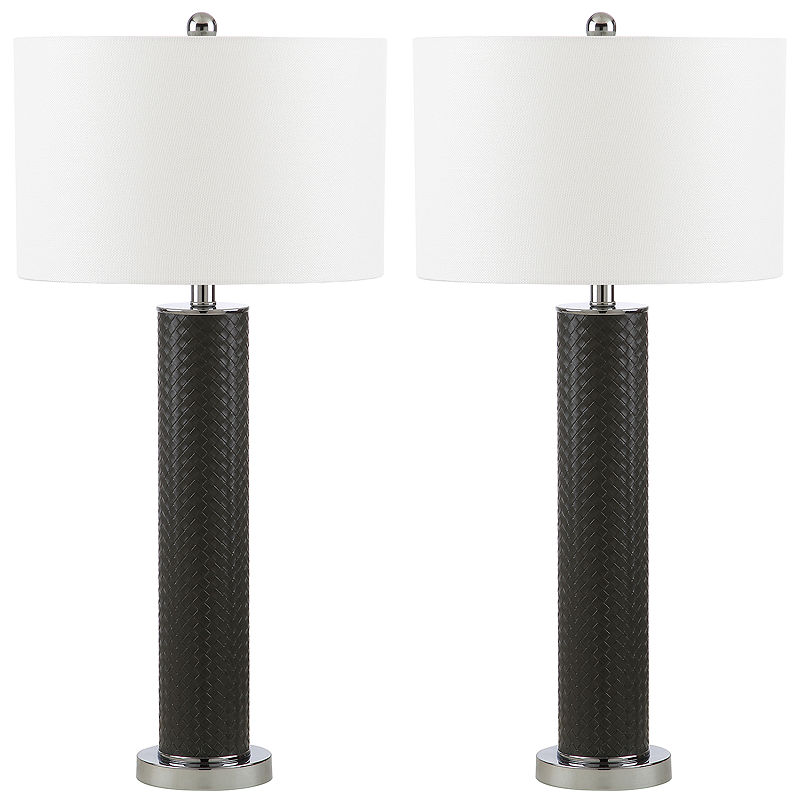 Safavieh Ollie Faux Woven Leather Table Lamp, Gray