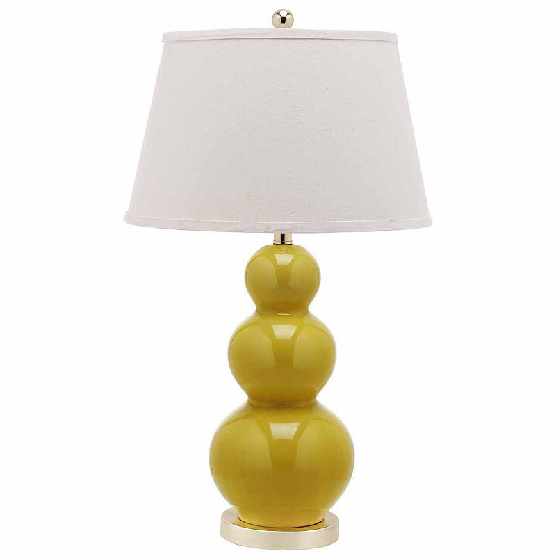 Safavieh Pamela Triple Gourd Ceramic Lamp, Yellow