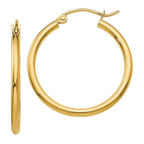 14K Gold 25mm Round Hoop Earrings