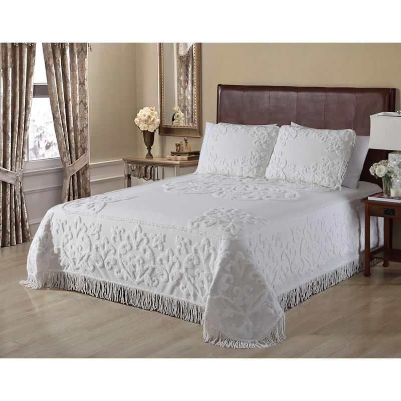 Gayal Chenille Bedpsread, King Bedpsread, White