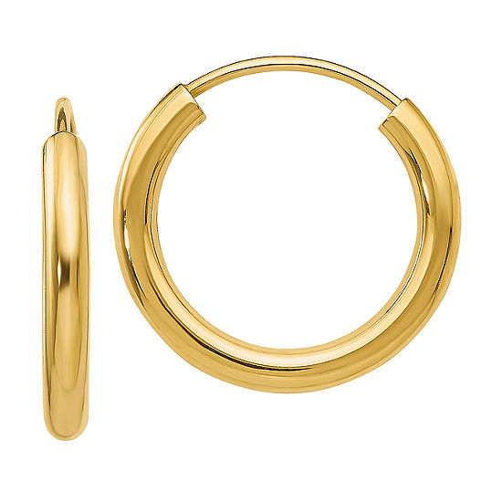 14K Gold 12mm Round Hoop Earrings