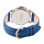 Disney Womens Blue Leather Strap Watch Wds000637