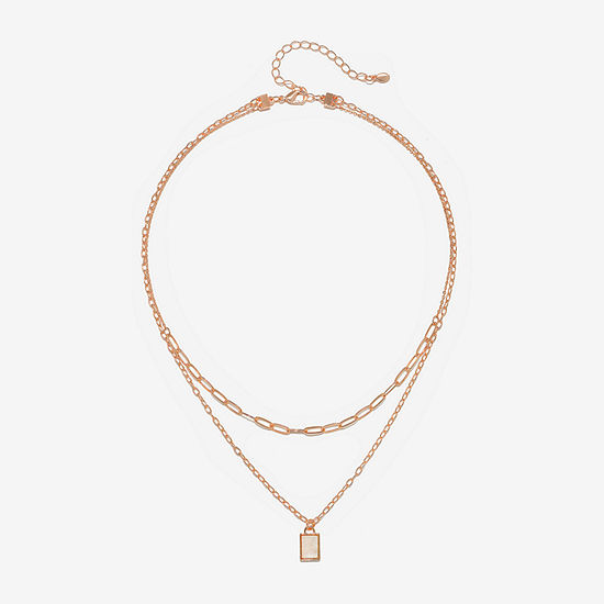 Bijoux Bar 16 Inch Link Rectangular Strand Necklace