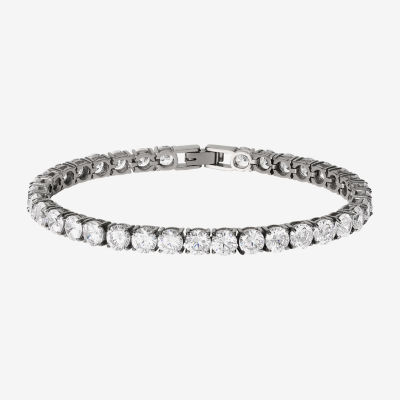 Shaquille O'Neal Xlg White Cubic Zirconia Stainless Steel 9 Inch Tennis Bracelet